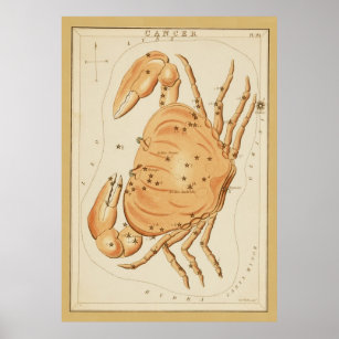 Cancer the Crab - Vintage Sign of the Zodiac Image