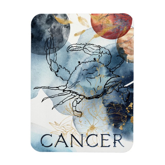 Cancer the crab zodiac astrology birthday blue magnet (Vertical)