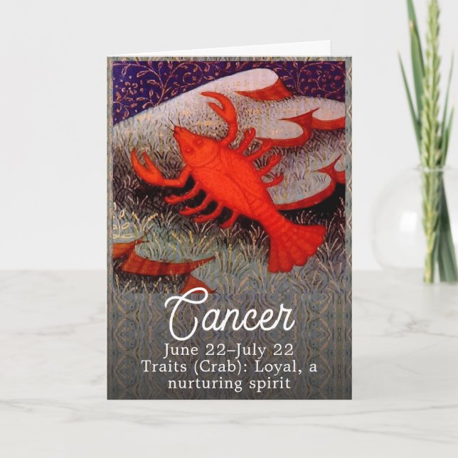 Cancer the Crab Zodiac Sign Birthday Party Card (Front)