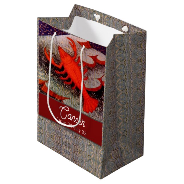 Cancer the Crab Zodiac Sign Birthday Party Medium Gift Bag (Front Angled)