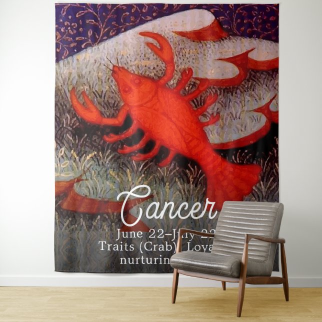 Cancer the Crab Zodiac Sign Birthday Party Tapestry (In Situ)