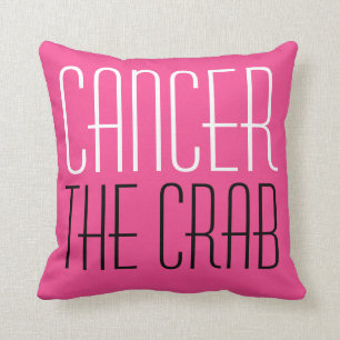 Cancer The Crab Zodiac Typography Hot Pink Cushion