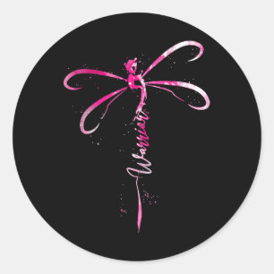 Cancer Warrior Breast Cancer Awareness Dragonfly  Classic Round Sticker