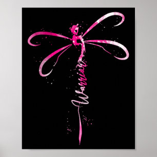 Cancer Warrior Breast Cancer Awareness Dragonfly  Poster