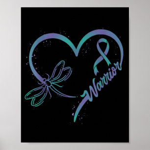 Cancer Warrior Dragoy Teal Purple Ribbon Hope Poster