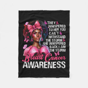 Cancer Warrior I'm The Storm Strong Women Pink Rib Fleece Blanket