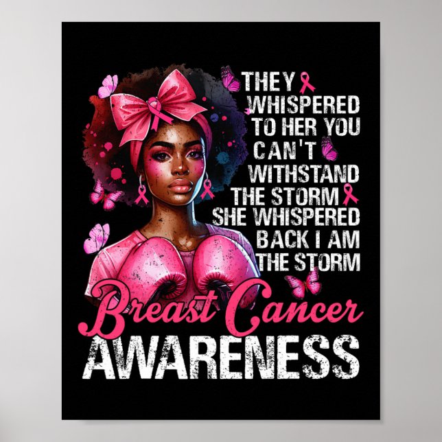 Cancer Warrior I'm The Storm Strong Women Pink Rib Poster (Front)