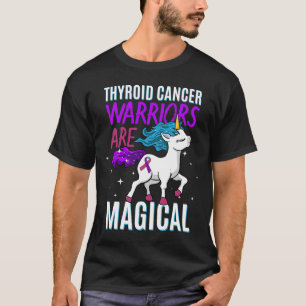 Cancer Warrior Magical Unicorn Purple Teal And Pin T-Shirt