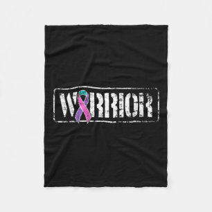 Cancer Warrior - Military Style Awareness Ribbon Fleece Blanket