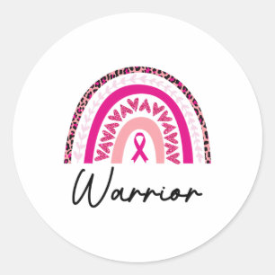 Cancer Warrior Pink Breast Cancer Awareness Rainbo Classic Round Sticker
