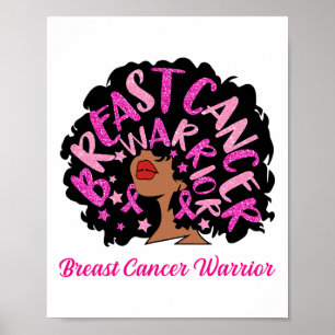 Cancer Warrior Queen Black Woman Pink Ribbon Octob Poster