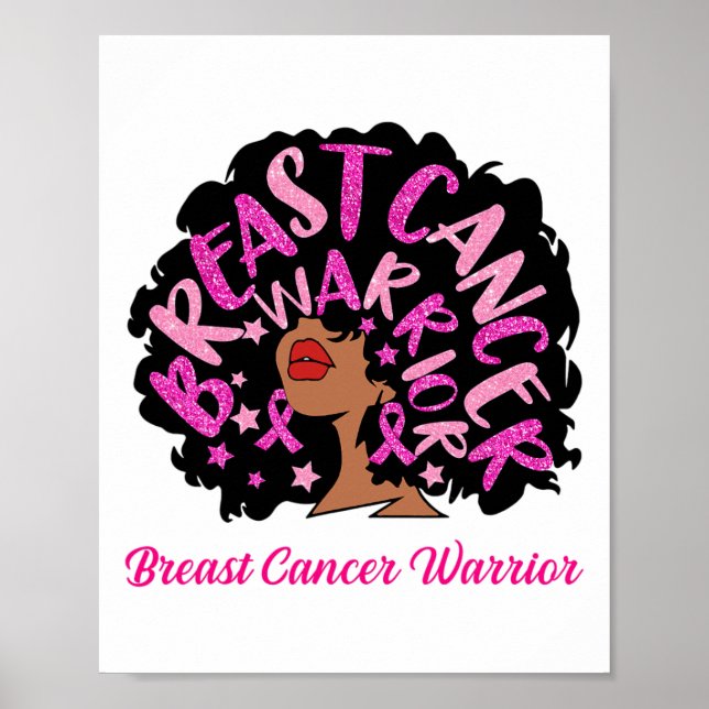 Cancer Warrior Queen Black Woman Pink Ribbon Octob Poster (Front)