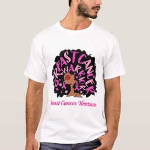 Cancer Warrior Queen Black Woman Pink Ribbon Octob T-Shirt