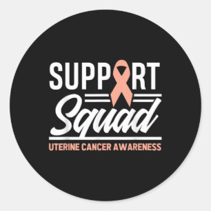 Cancer Warrior Support Squad Uterine Cancer Awaren Classic Round Sticker