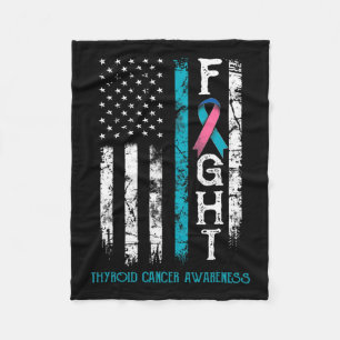 Cancer Warrior Us Flag Fleece Blanket