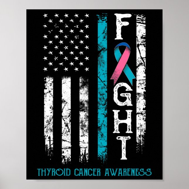 Cancer Warrior Us Flag  Poster (Front)