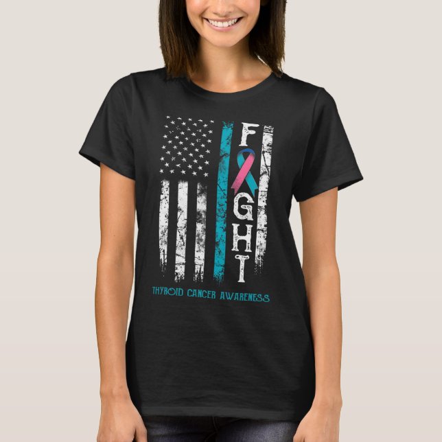 Cancer Warrior Us Flag  T-Shirt (Front)
