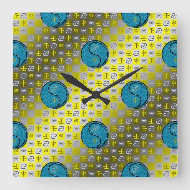 Cancer & Water Monkey Square Wall Clock (Front)