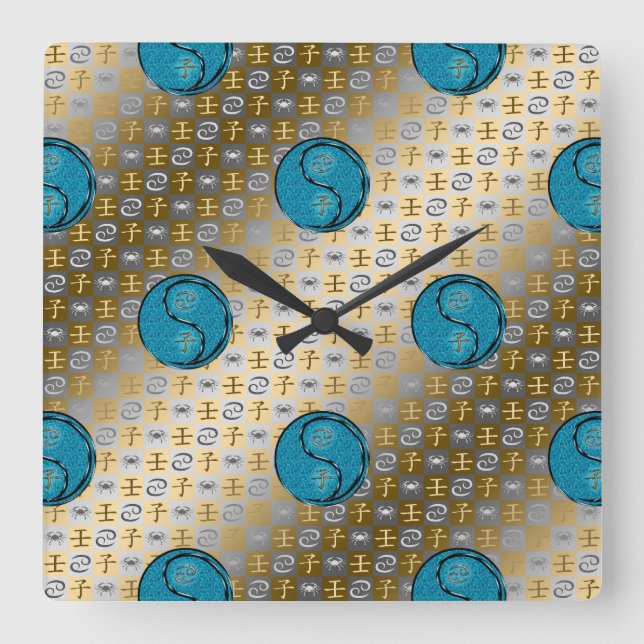 Cancer & Water Rat Throw Pillow Square Wall Clock (Front)