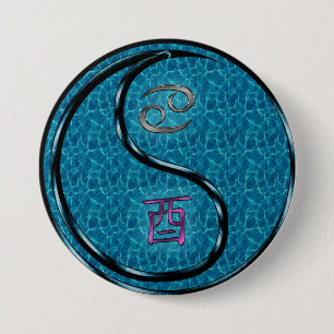 Cancer & Water Rooster 7.5 Cm Round Badge