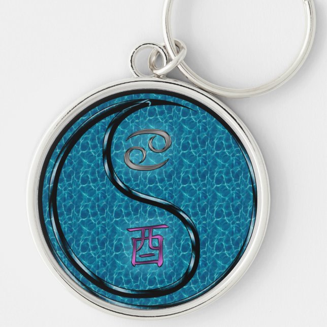 Cancer & Water Rooster Key Ring (Front)