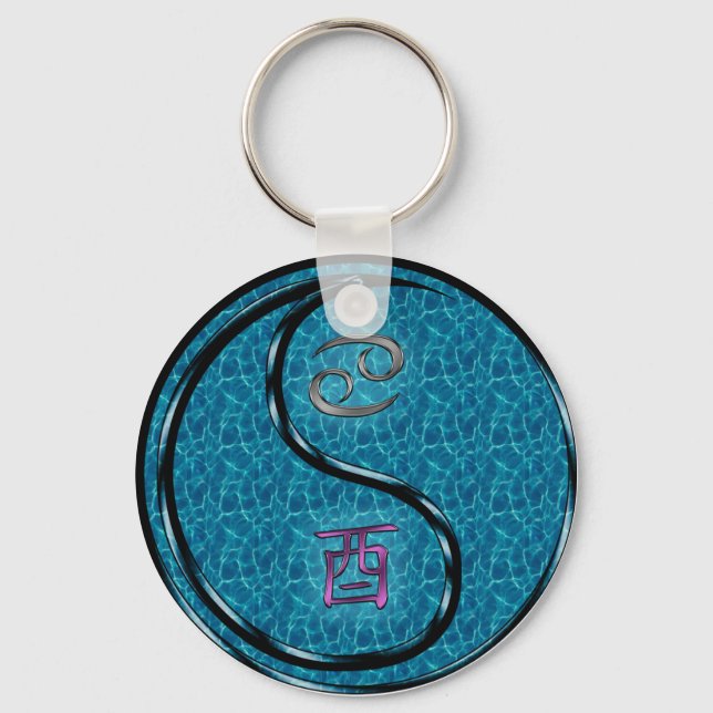Cancer & Water Rooster Key Ring (Front)