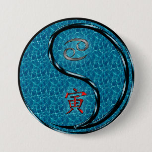 Cancer & Water Tiger 7.5 Cm Round Badge