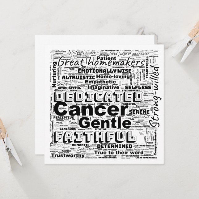 Cancer with this Zodiac Word Greeting Cloud  Card (Front/Back In Situ)