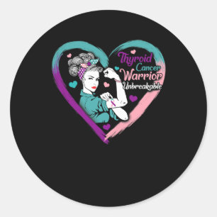Cancer Woman Warrior Purple Pink Ribbon Awareness Classic Round Sticker