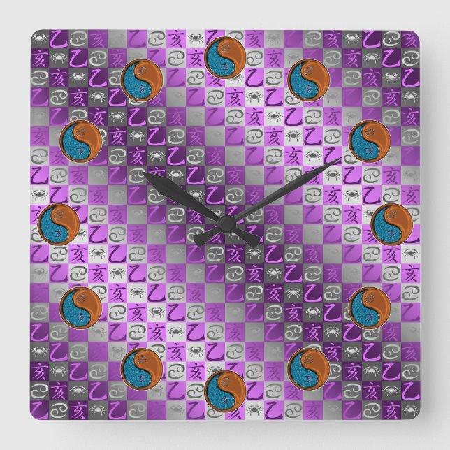 Cancer & Wood Boar Square Wall Clock (Front)