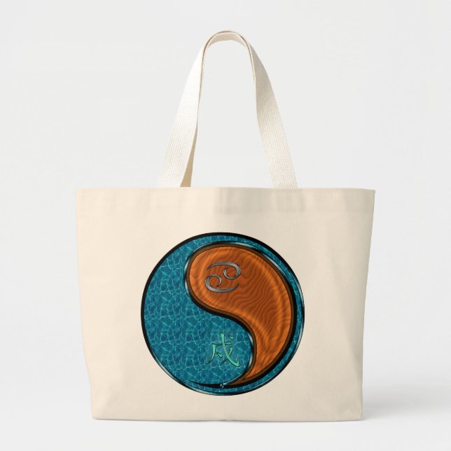 Cancer & Wood Dog Large Tote Bag (Front)