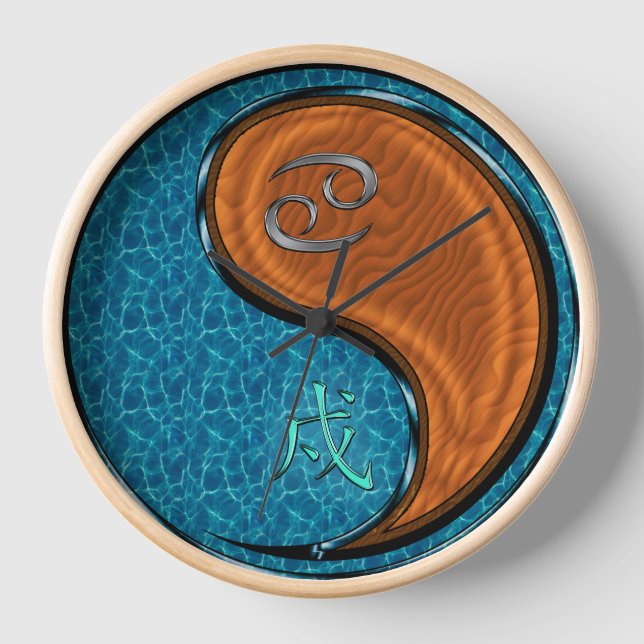 Cancer & Wood Dog .Wall Clock (Front)