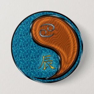 Cancer & Wood Dragon 7.5 Cm Round Badge