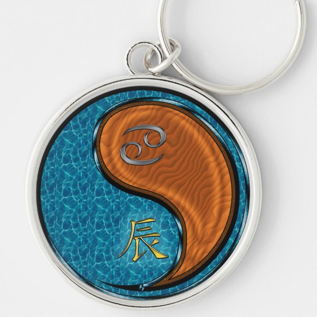 Cancer & Wood Dragon Key Ring (Front)