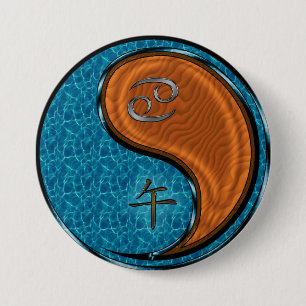 Cancer & Wood Horse 7.5 Cm Round Badge