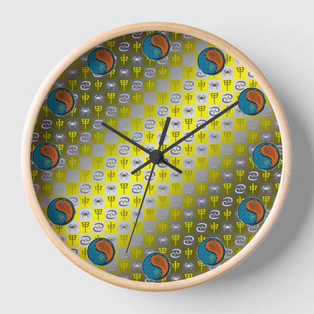 Cancer & Wood Monkey Clock (Front)