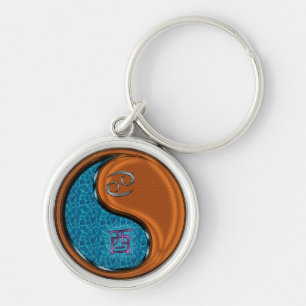 Cancer & Wood Rooster Key Ring