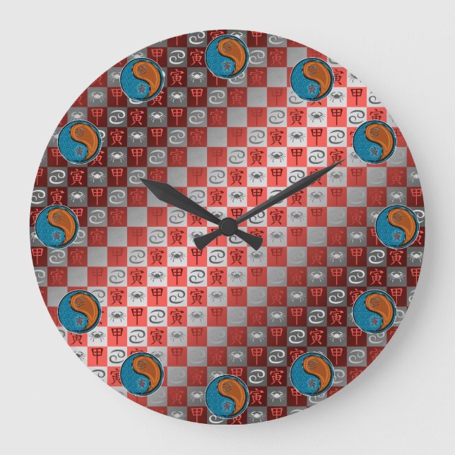 Cancer & Wood Tiger Large Clock (Front)