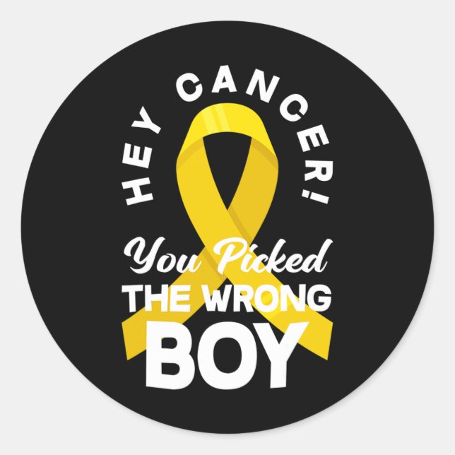 Cancer You Picked The Wrong Boy Childhood Cancer W Classic Round Sticker (Front)