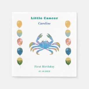 Cancer Zodiac 1st Birthday Balloons & Artistic  Napkin