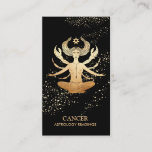 *~* CANCER Zodiac Astrology Reading Gold & Black Business Card
