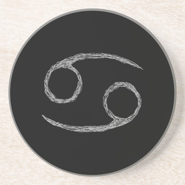 Cancer. Zodiac Astrology Sign. Black. Coaster (Front)