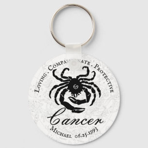 Cancer Zodiac Astrology Traits Black White Custom Key Ring
