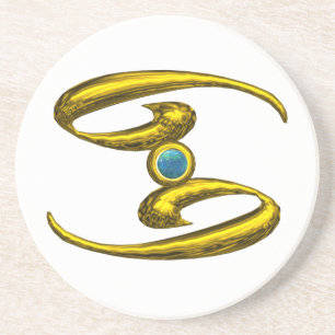 CANCER ZODIAC BIRTHDAY JEWEL  Blue Opale ,White Coaster