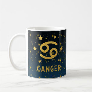 Cancer Zodiac Blue and Gold Astrology Mug