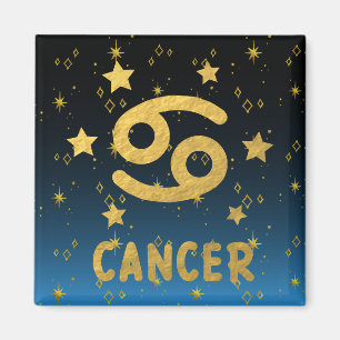 Cancer Zodiac Blue and Gold Magnet