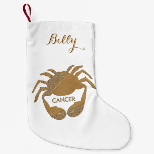 Cancer Zodiac Brown Small Christmas Stocking