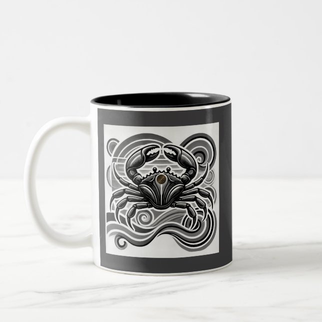 Cancer Zodiac Coffee Mug Black and White (Left)