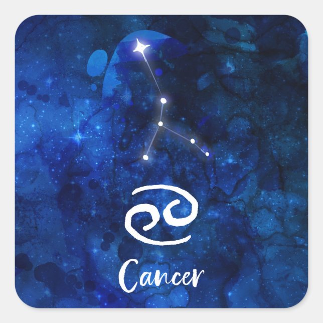 Cancer Zodiac Constellation Blue Galaxy Celestial Square Sticker (Front)