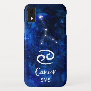Cancer Zodiac Constellation Blue Galaxy Monogram Case-Mate iPhone Case